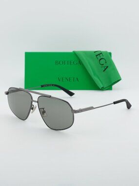 Bottega Veneta BV1194S 001 Aviator Sunglasses - Ruthenium / Grey